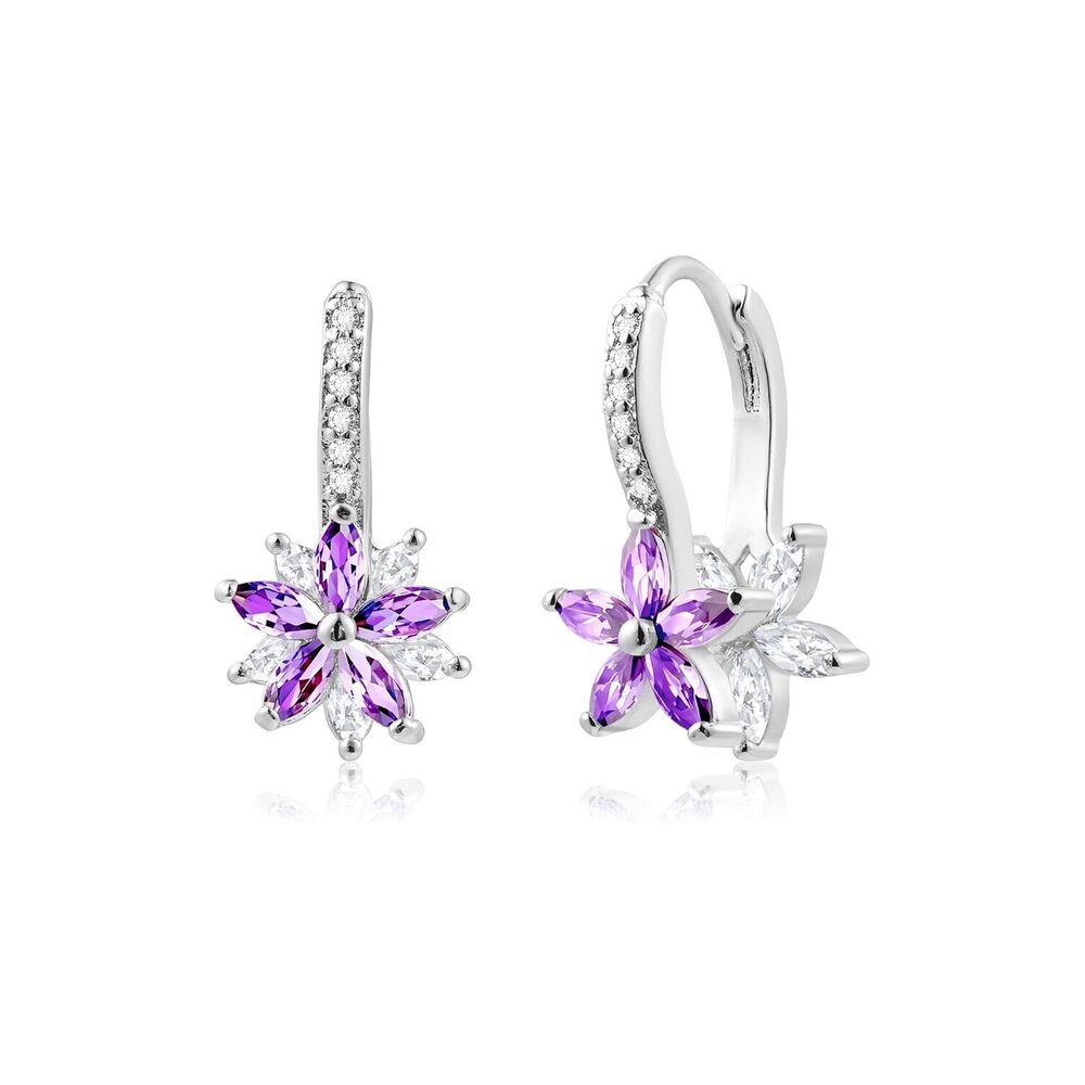 925 Sterling Silver Flower Earrings for Women Leverback Earrings with